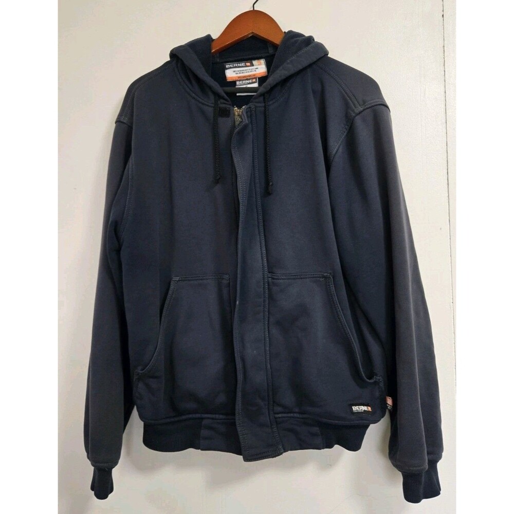 Berne FR Zip Hoodie Mens M Navy Flame Resistant HRC 2 Arc Work‎ Sweatshirt
